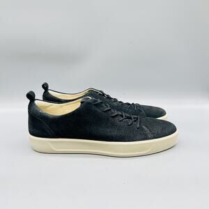 ECCO Shoes Women 9 Black Leather Low Top Lace Up Walking Sneakers Comfort Casual